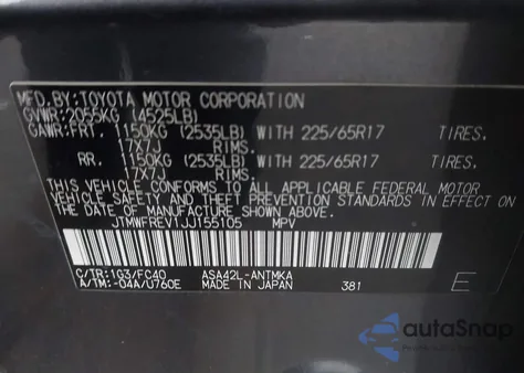 2018 Toyota Rav4 Xle из США, поврежденный, VIN JTMWFREV1JJ155105